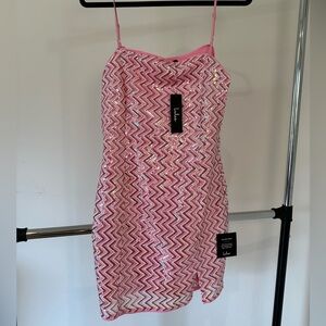 Lover Era - Electric Energy Pink Zigzag Sequin Bodycon Dress - Lulus - Size L
